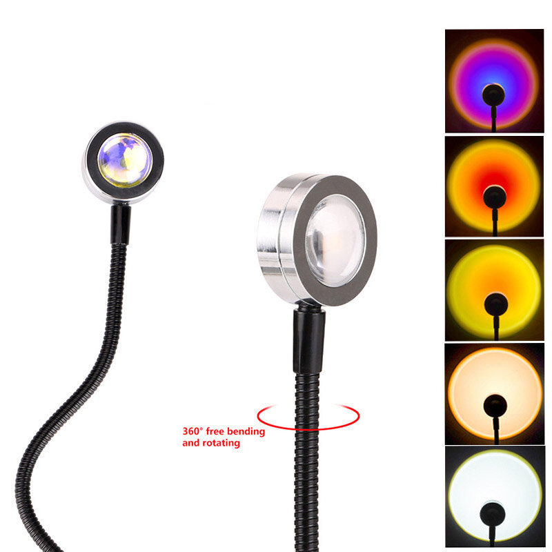 일몰 램프 USB 레인보우 프로젝터, 분위기 야간 조명, 홈 장식, 사진 조명, 커피숍 벽 장식 램프
