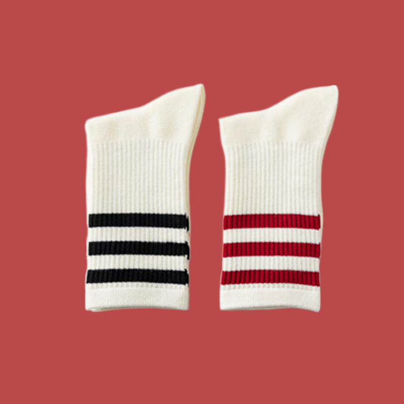 Calcetines de algodón de alta calidad para mujer, calcetín de tubo medio a rayas, Color sólido, informal, transpirable, estilo Hip Hop, 3/6 pares