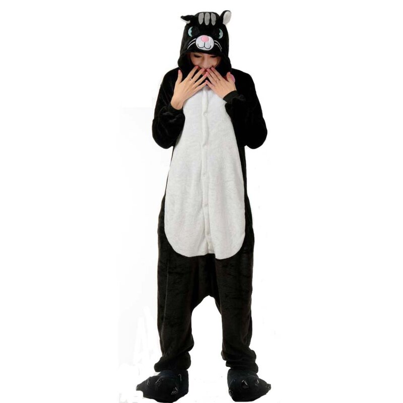 Pijama de franela para hombre y mujer, ropa de dormir de una pieza con cremallera en la espalda, estilo Anime Kigurumi, para Halloween