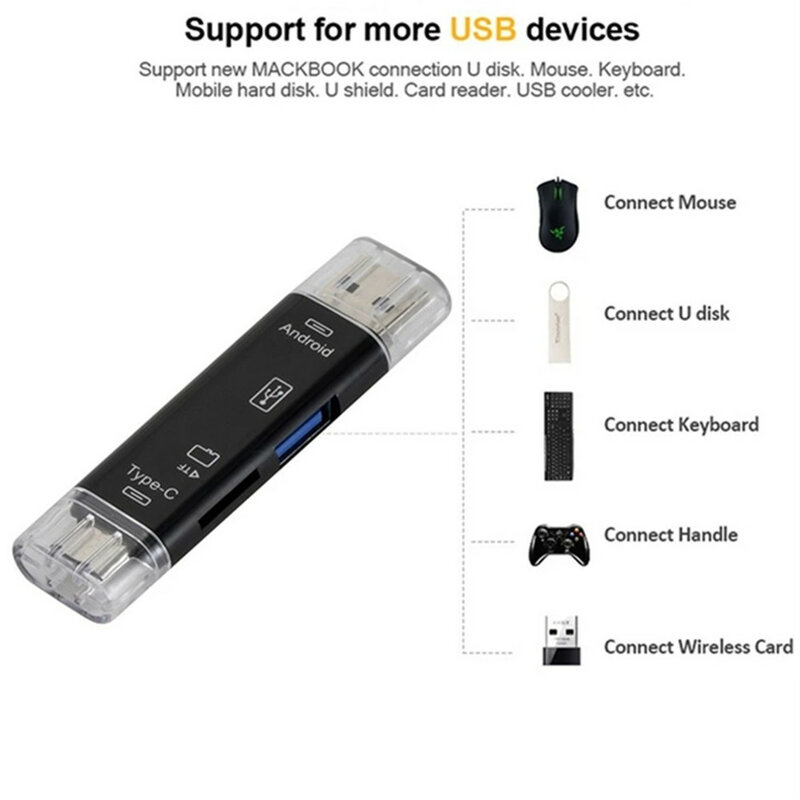 USB 2.0 Pembaca Kartu USB-C Tipe-c OTG Adaptor Pembaca Kartu SD Mikro 3 In 1 USB 3.0 TF/Mirco SD Pembaca Kartu Memori Pintar untuk Ponsel