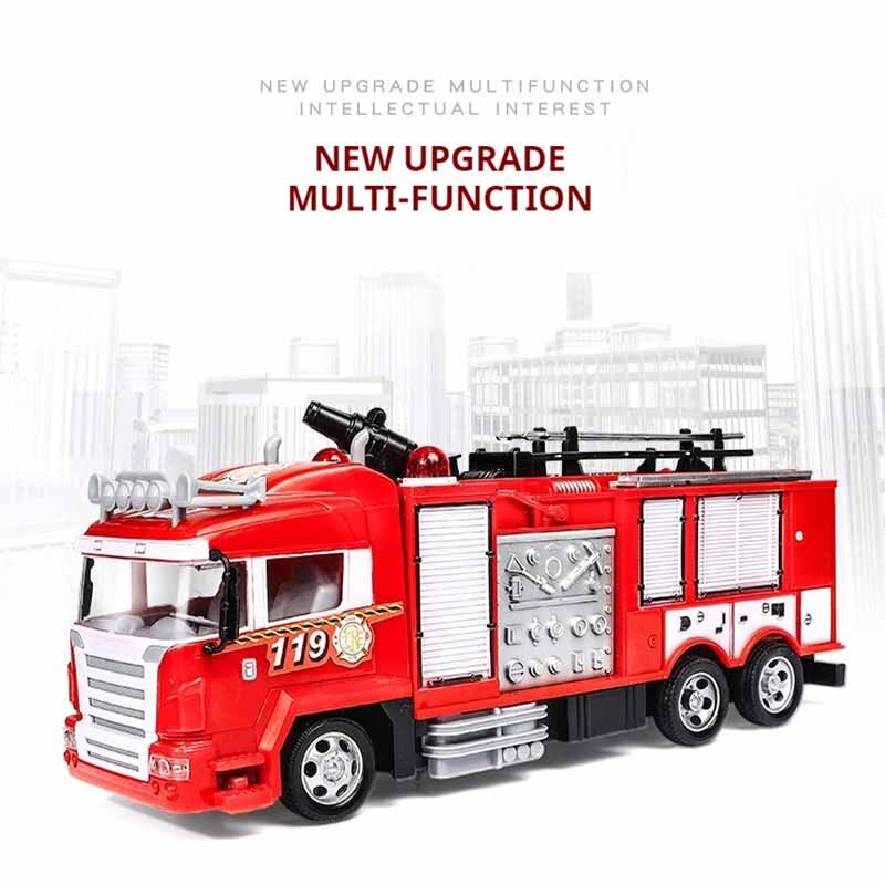Un giocattolo per camion dei pompieri con telecomando elettrico A spruzzo d'acqua simulato camion dei pompieri elettrico telecomando per auto giocattolo regalo di compleanno per ragazzo