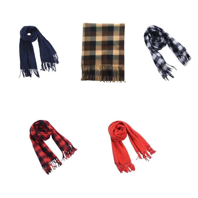크리스마스 겨울 따뜻한 스카프 클래식 격자 무늬 태슬 가장자리 대형 스카프