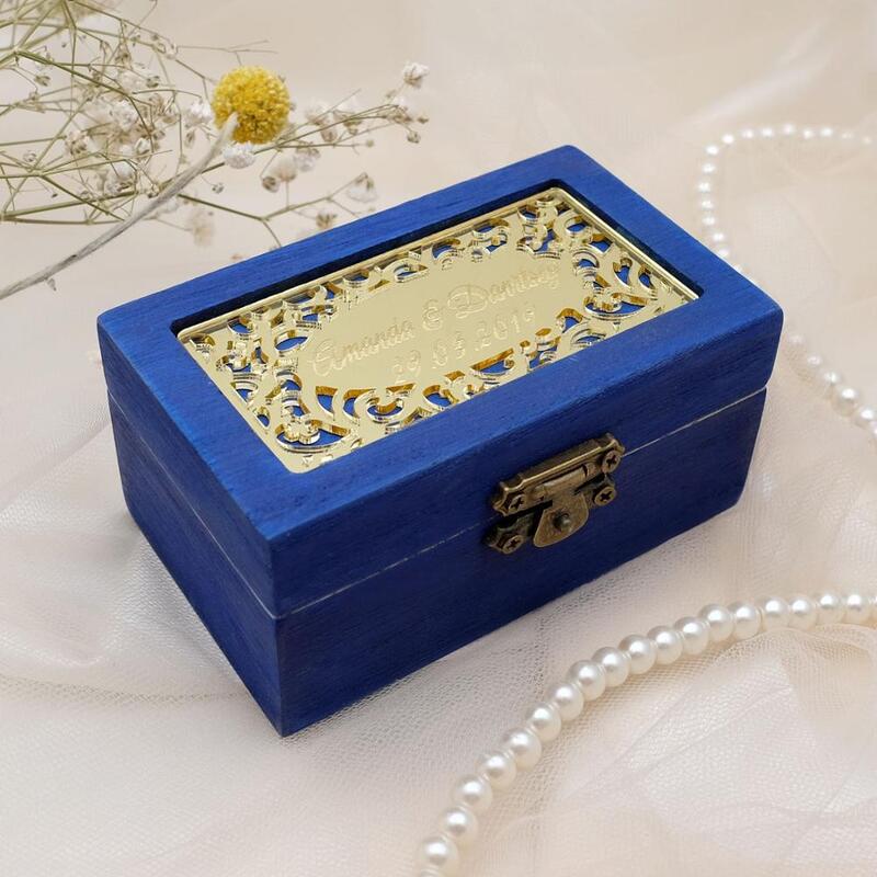 Caja de anillo de boda personalizada, soporte de anillo de boda grabado en madera, portador de anillo de compromiso, caja de anillo de propuesta