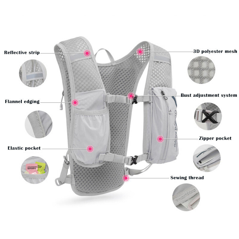 Waterproof Running Backpack Women 5L Ultra-light Hydration Vest Mountain Bike Bag Breathable Gym Bag 2L Water Bladder INOXTO