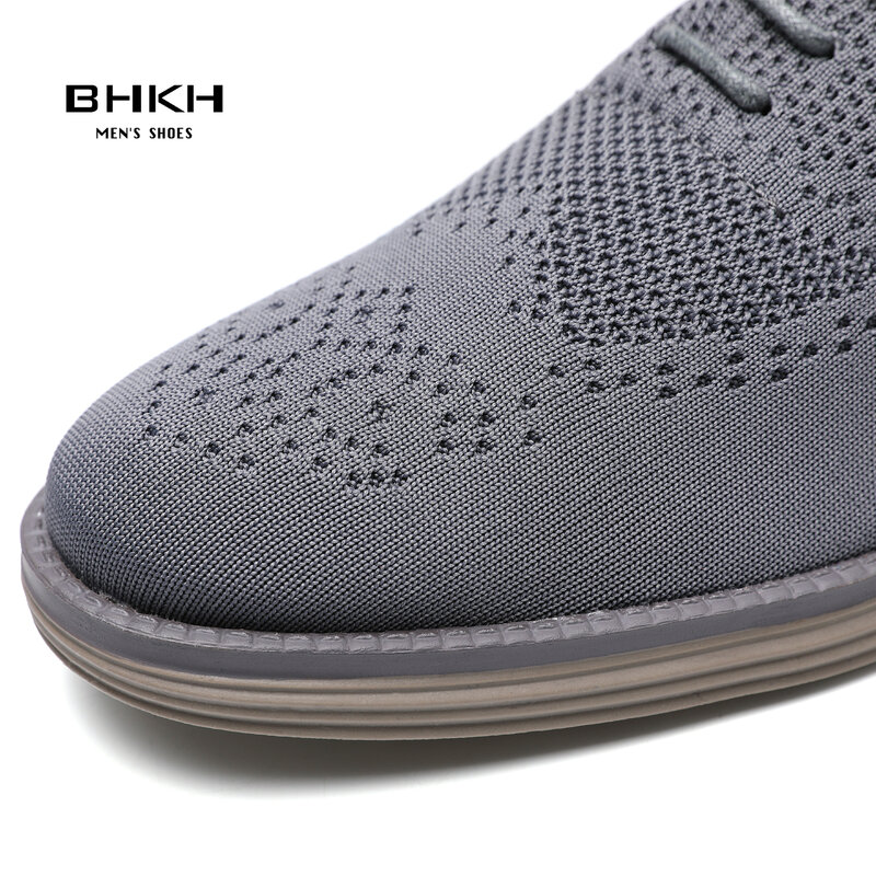 BHKH 2022 Breathable Knitted Mesh Casual Shoes Lightweight Smart Casual Shoes Office Work Footwear Men Shoes