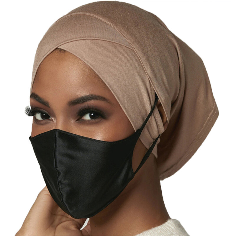 Женский хиджаб с перекрестным лбом, пуловер, головной убор, шапочка, мусульманский тюрбан с отверстиями для ушей, молитвенные шапки, нижняя шапочка, этническая шапочка, шарф
