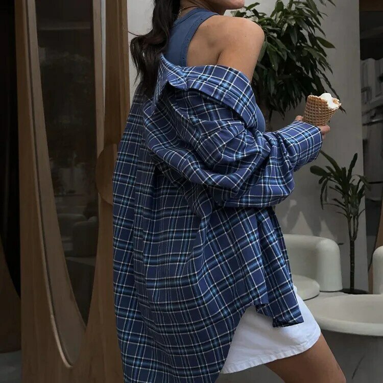 Fashion Oversized Shirts For Women Street Style Casual Loose Long Sleeve Blouses And Tops Single-Breasted Winter 2023