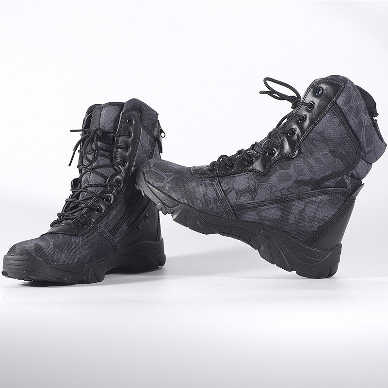 أحذية تكتيكية عسكرية للتدريب في الهواء الطلق للرجال ، أحذية عالية المستوى لجيش الصحراء ، أحذية مموهة للصيد والقتال ، أحذية التسلق والتنزه