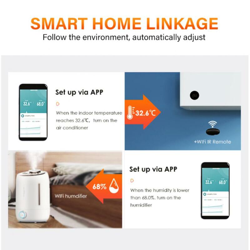 ZigBee Tuya Sensor temperatur dan kelembapan, Sensor temperatur Zigbee Tuya asisten rumah pintar mendukung kehidupan pintar Alexa Google Home