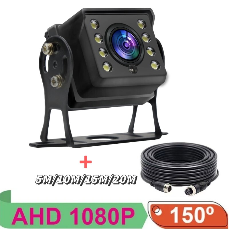 1080P AHD Backup Ver Câmera 12V Para Carro/Ônibus/RV/Caminhão 8pcs Branco LED Cor Night Vision Veículo Vigilância Câmera de Segurança