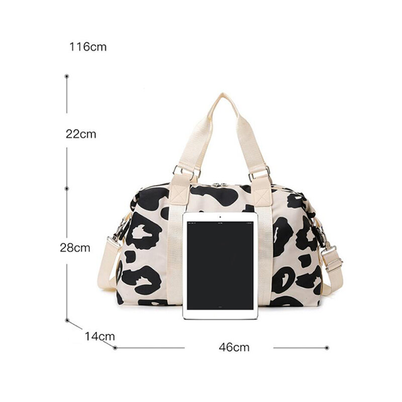 Women Unisex Leopard Handbags Shoulder Dry Wet Separation Bags Yoga Sport Large Capacity Yoga Gym Short Travel Bag