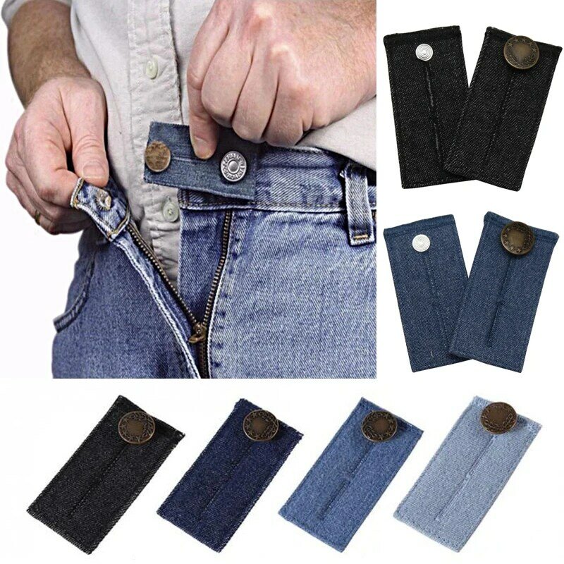 New Unisex Skirt Trousers Jeans Waist Expander Adjustment Waistband Extender Button Elastic Belt Extension Buckle DIY Accessory
