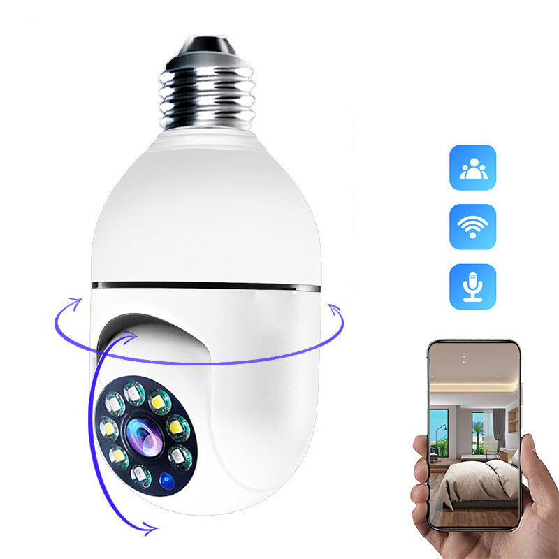 Bulb2.4G屋内監視カメラ,暗視,自動人間追跡,ズーム,屋内セキュリティモニター,wifi,ミニIPカメラ,フルカラー