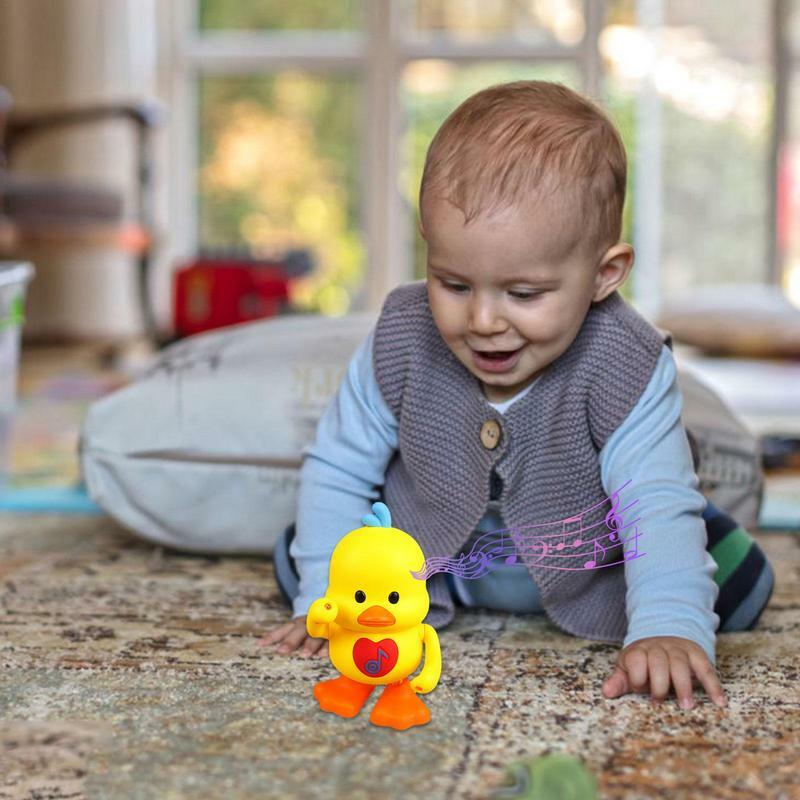 Mainan bebek menari, elektrik dengan lampu dan suara menari, aksi interaktif, belajar pendidikan bayi keranjang Paskah hadiah