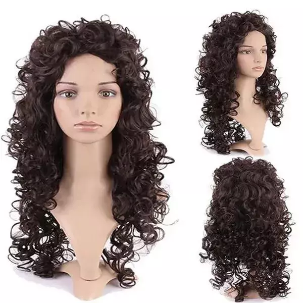 29“inch Fashion Women’s Long Dark Brown Curly Wavy Hair Natural Ladies Daily Wigs