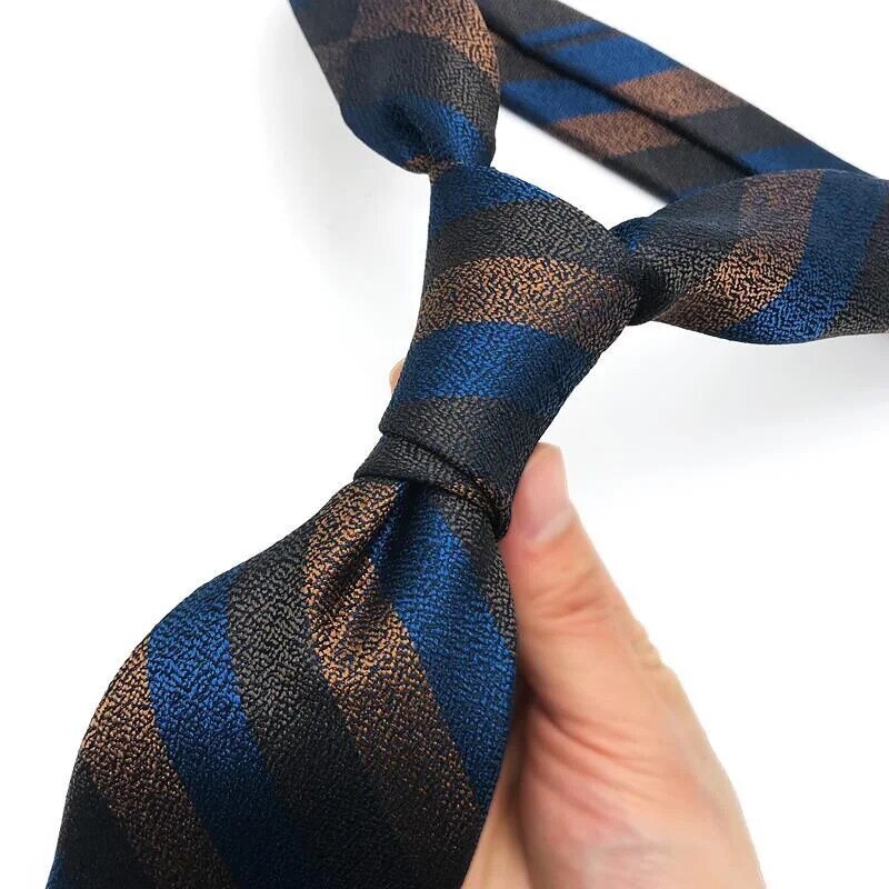 Роскошные мужские галстуки 8 см полосатые коричневые Формальные классические деловые галстуки жаккардовые тканые галстуки для мужчин галстуки для жениха Свадебная вечеринка