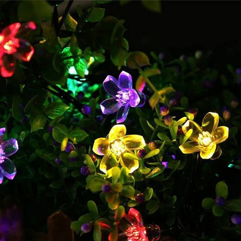 30 LED Solar Powered Rope Lights Cherry Blossom Fada Garland Crystal Flower Natal Wedding Party Jardim Decoração ao ar livre