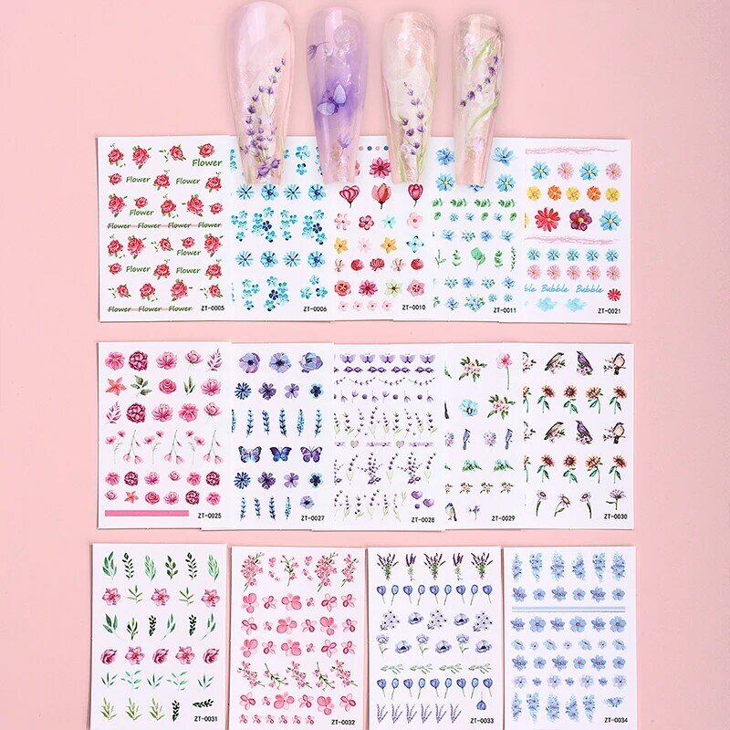 Calcomanías autoadhesivas de estilo francés para manicura, pegatinas de Arte de uñas, flor 3D, gran oferta