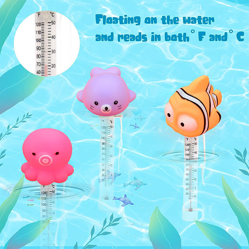 High Quality Swimming Pools Cartoon Animal Large Size Floating Water Temperature Thermometer Fast Accurate Result