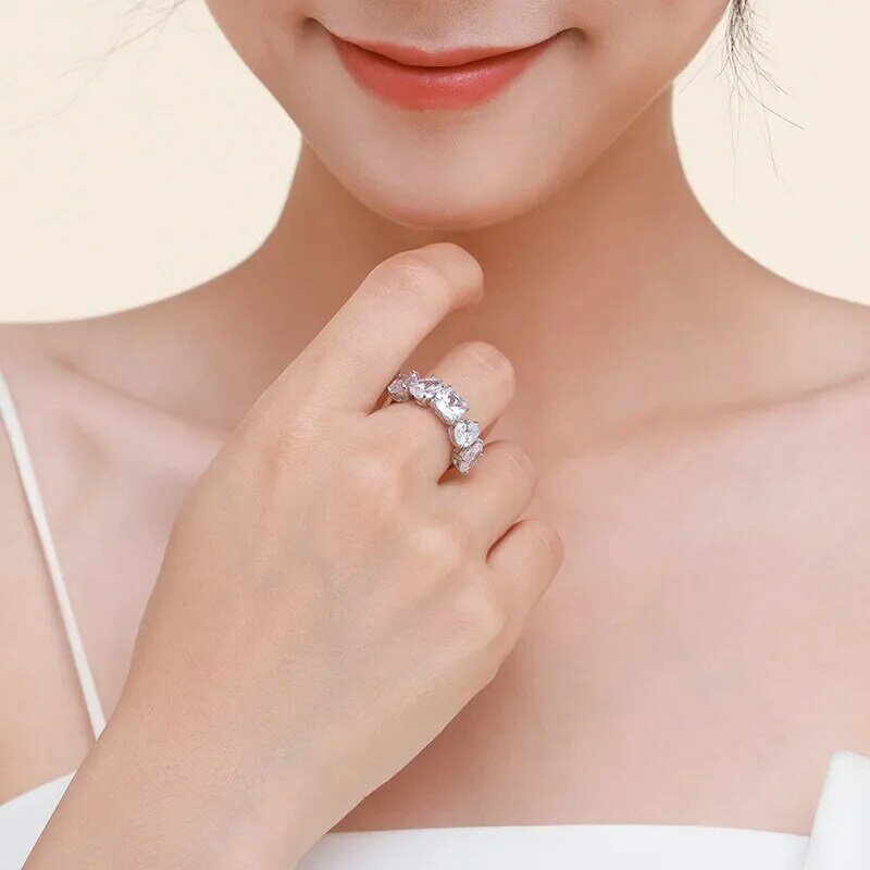 S925 الفضة الاسترلينية شخصية خاتم الماس للنساء ، الأوروبية والأمريكية العصرية ، صغيرة ومتعددة الاستخدامات ، محاكاة الفاخرة