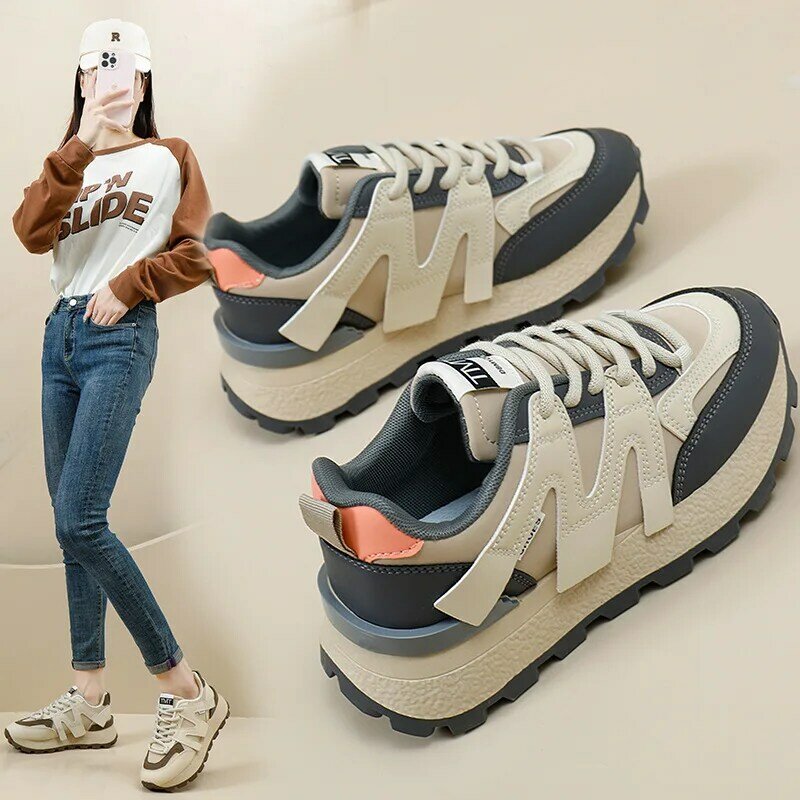 Spring & Autumn Women Shoes Thick-Soled Increase Female Sneakers Fashion Sports Casual Size 35-40