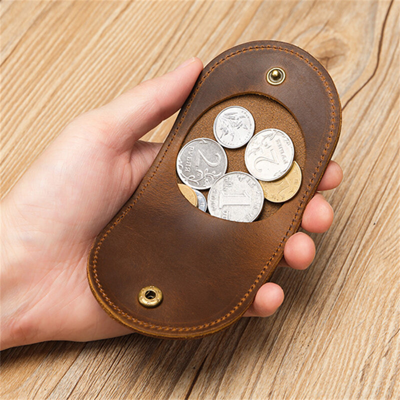 Women's Small Genuine Leather Coin Wallet Children Mini Purses Hasp Money Clip Clutch Hobo Bags Men Gift Pouch New Manual Craft