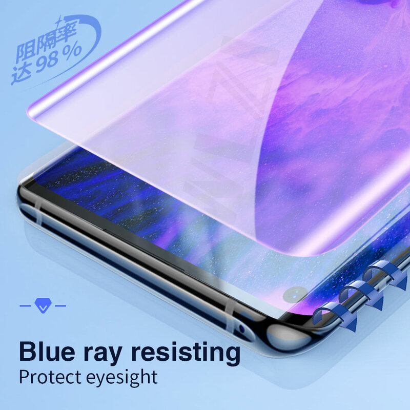 2/1pcs anti luz azul uv vidro para oppo encontrar x5 x3 x2 pro x protetor de tela película protetora do telefone uv vidro temperado smartphone