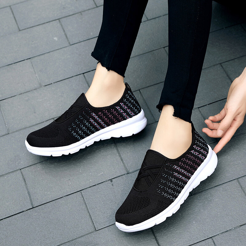 STRONGSHEN Women Shoes Summer Ladies Fashion Mesh Slip On Flats Soft Breathable Sneakers Women Casual Shoes Zapatos De Mujer