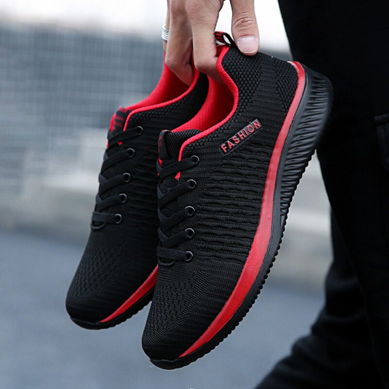 Sepatu lari pria, sepatu Tenis ringan nyaman bersirkulasi sneaker berjalan