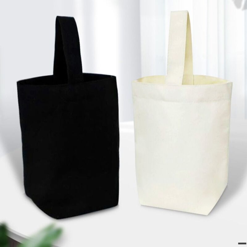 Bolsa de lona de grande capacidade, sacola simples, cor sólida criativa, bege e preto