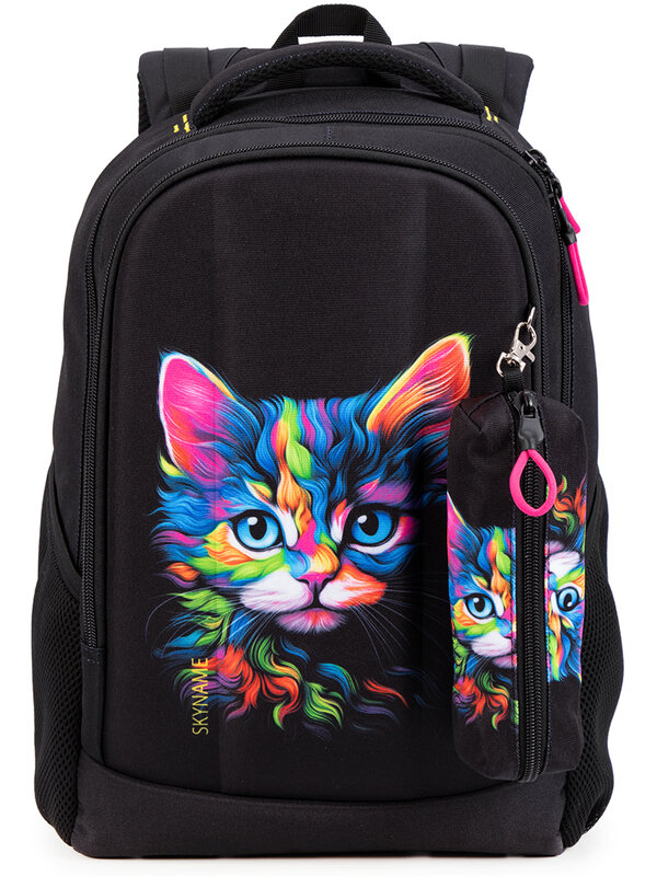 กระเป๋านักเรียนสำหรับเด็กผู้หญิงกระเป๋าสะพายหลังลายการ์ตูนแมว3D กระเป๋านักเรียนเด็กเป้สะพายหลังกระเป๋านักเรียนเด็ก
