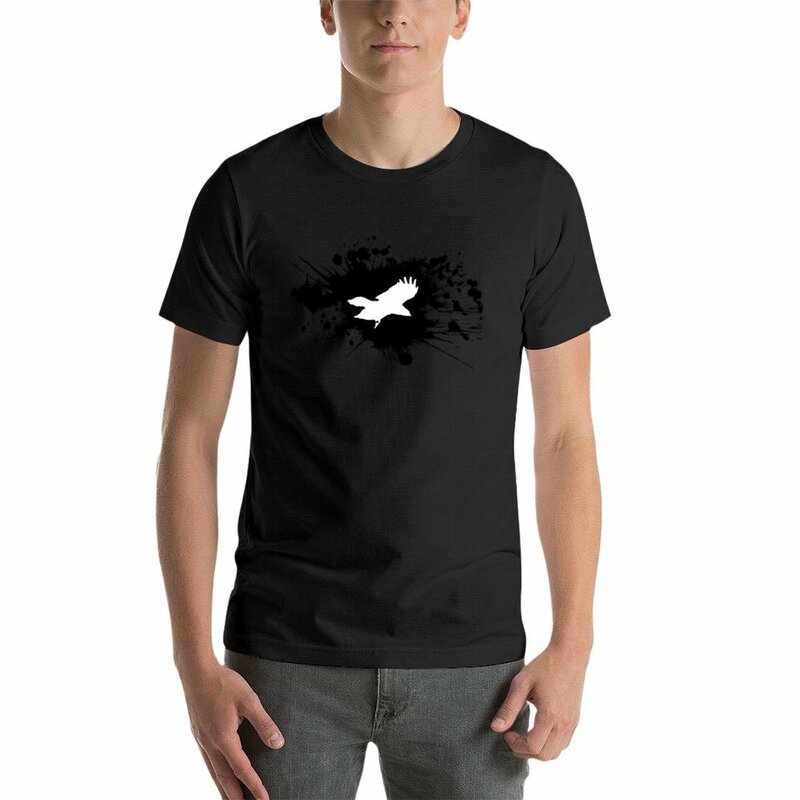 Vliegende Vogel Verf Splatte T-Shirt Zweet Vintage Jongens Dierenprint Getailleerde T-Shirts Voor Mannen