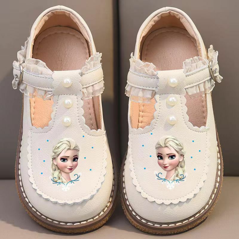 Детская кожаная повседневная обувь для девочек Disney, весенняя обувь для принцесс «Холодное сердце», мягкая нескользящая подошва для девочек, детская обувь для девочек в стиле "Лолита"