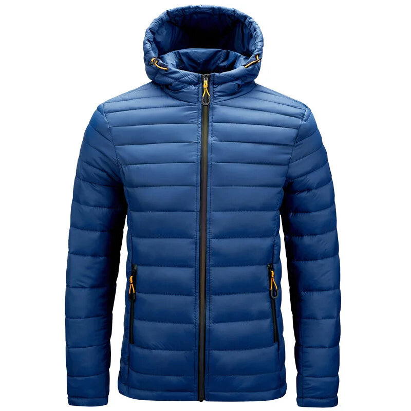 Мужская повседневная ветрозащитная куртка на хлопковом наполнителе, популярная модная брендовая уличная Теплая мужская куртка с капюшоном, Высококачественная зимняя одежда 2024