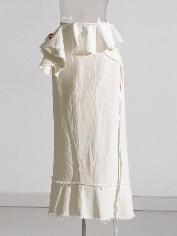ROMISS-Falda informal de retazos con volantes para mujer, falda de cintura alta empalmada con cordones, ropa minimalista de moda femenina, nueva