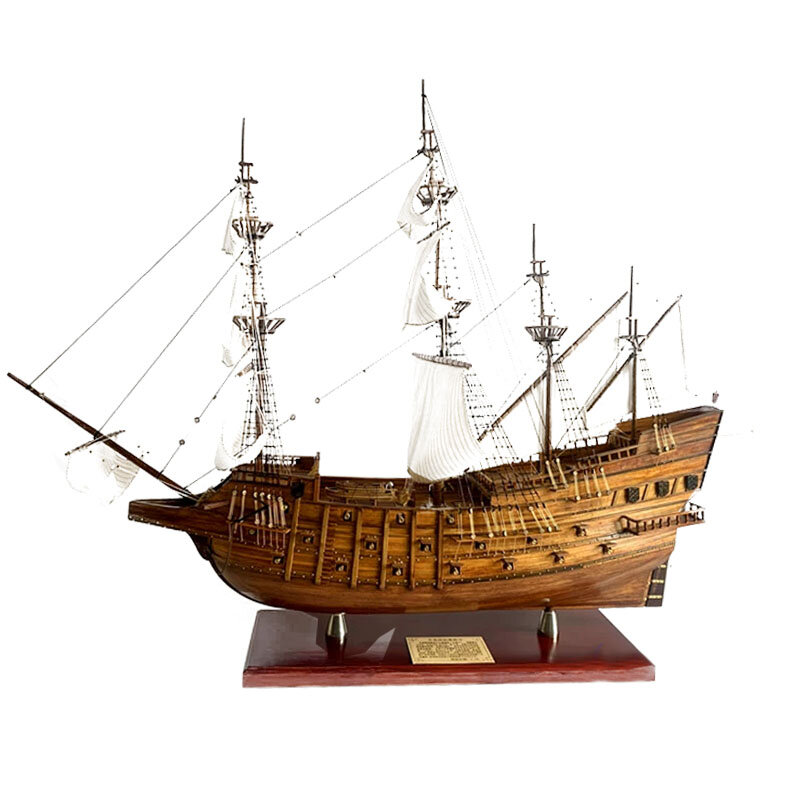 Modelo de navio de madeira grande, San Diego Fleet, Madeira maciça acabada, Ornamentos de vela, Frota Espanhola, Toy Presente