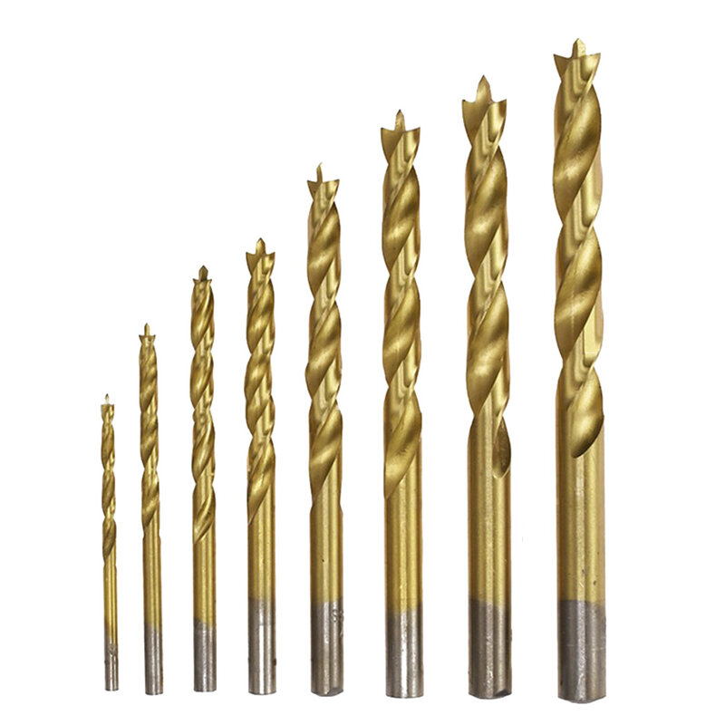 8pcs 3-10mm Dril Bit Set 3-10mm Three-pointed Cutting Edge Wood Drill Bits Woodworking Metal Drilling Spiral Drill Bit Power Too
