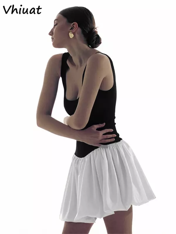 Женское платье без рукавов Vhiuat, повседневное облегающее короткое платье с открытыми плечами и открытой спиной, лето 2024