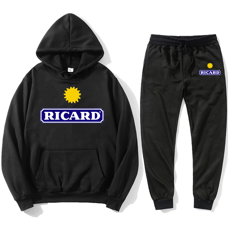RICARD Brand 2 Pieces Sets Tracksuit  Men Hooded Sweatshirt+pants Pullover Hoodie Sportwear Suit Ropa Hombre Men Clothes