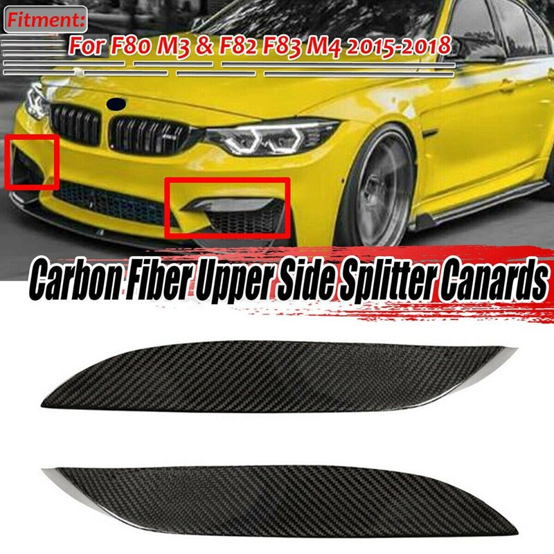 Divisor lateral del parachoques delantero del coche, alerón de labio Canards para BMW F80 M3 F82 F83 M4 2015-2018, piezas de fibra de carbono Real