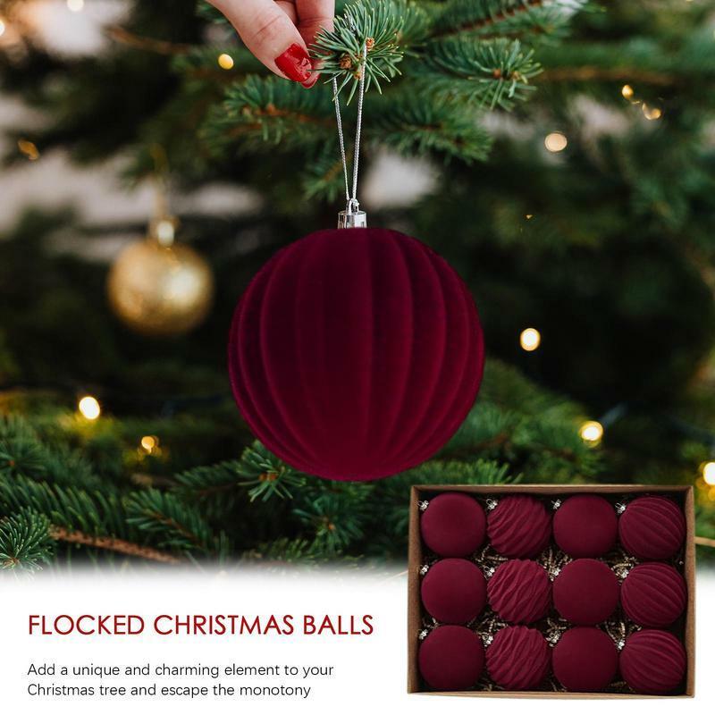 Bolas rojas de adorno para árbol de Navidad, 12 piezas, para decoración del hogar, regalo de Año Nuevo, 2024, 8cm