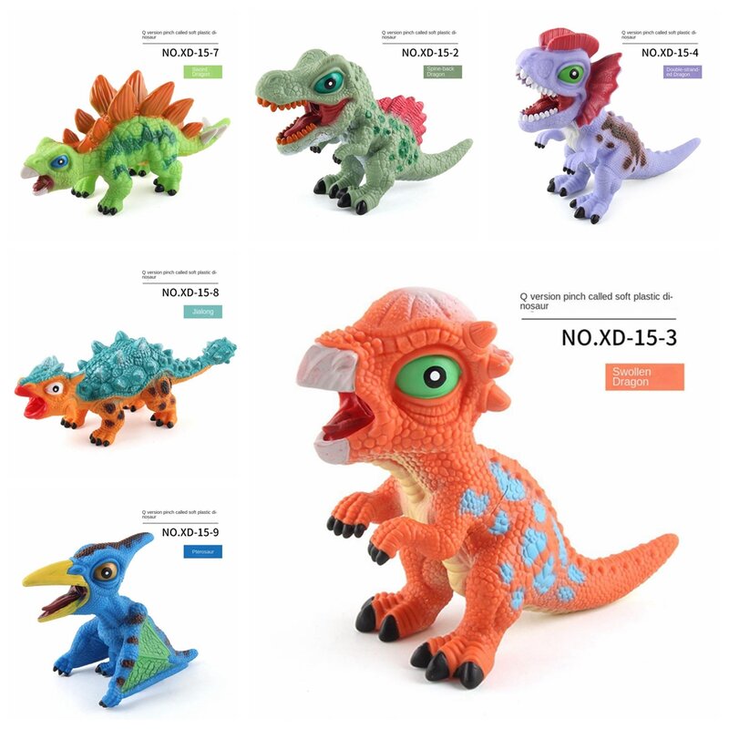 Juguete de dinosaurio de goma suave, juguete de Educación Temprana, tiranosaurio de dibujos animados