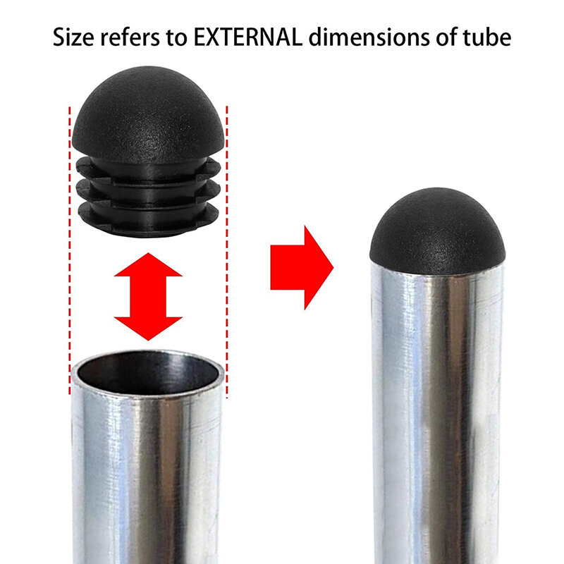 Round Head Plug Foot Pad Black Plastic Ball Plug Dustproof/rust Proof/protective Ground Pipe Plug 16mm/19mm/22mm/25mm