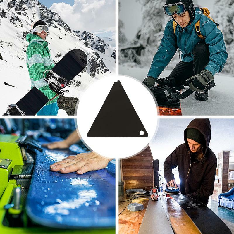14x14x14.5cm raschietto triangolare per ceretta da sci alpino spesso nero scuro tacca angolare per la pulizia dei bordi per sci e Snowboard larghi