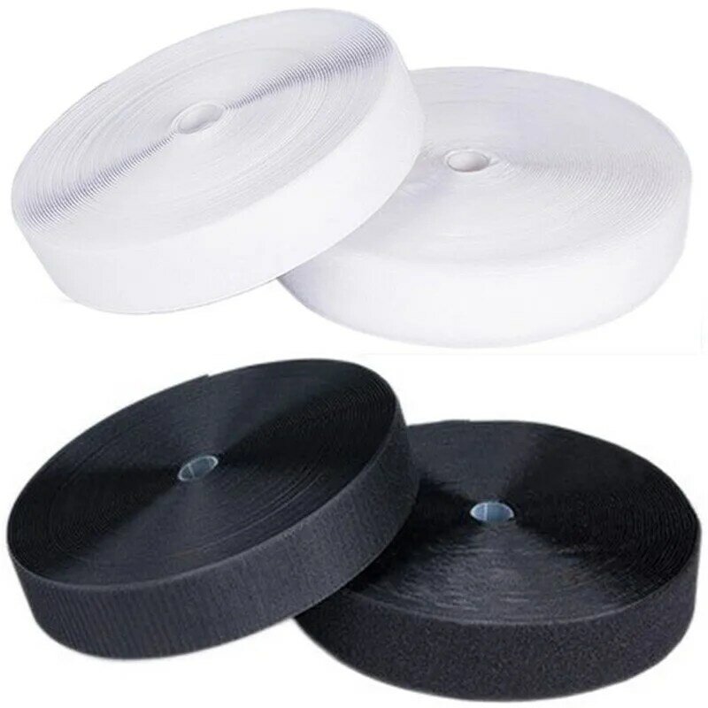 25Meter/lot Adhesive Fastener Tape Sew-On Hook and Loop Black White Magic Tape No Glue Sewing Accessory 16/20/25/30/38/50/100mm