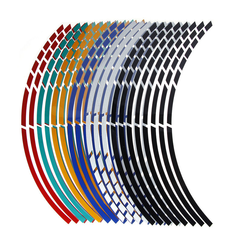 1 Set 5 colori strisce per lo Styling dell'auto riflettente Motocross Bike adesivi e decalcomanie per ruote del motociclo nastro riflettente da 17/18 pollici