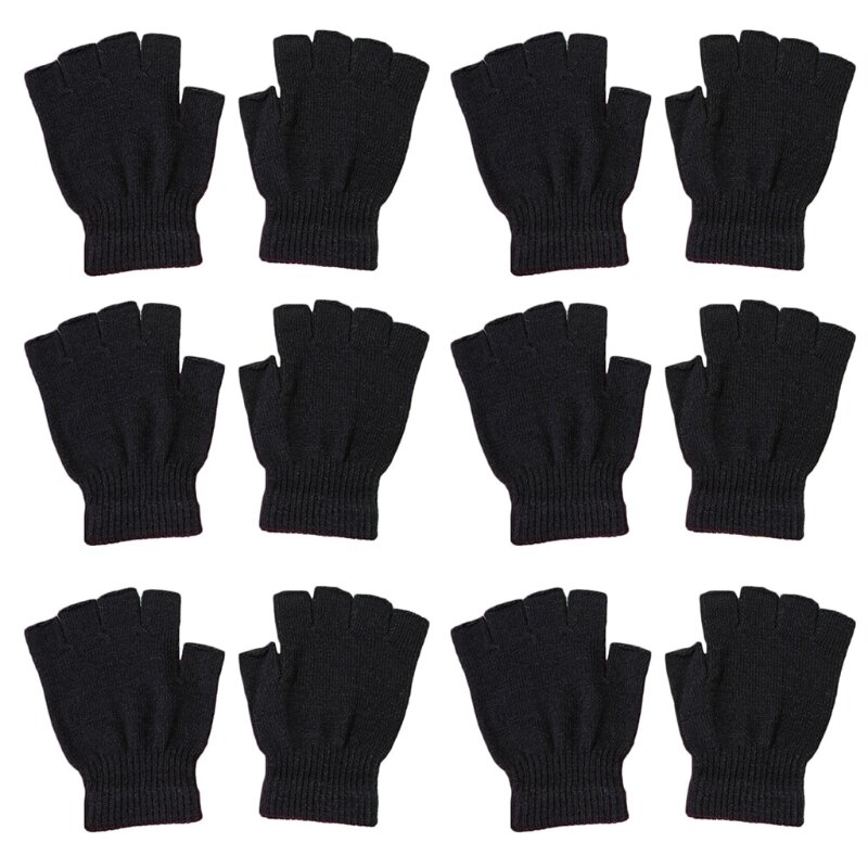 Zimowe rękawiczki półpalcami Dziane rękawiczki bez palców Ciepły ogrzewacz dłoni 6 par