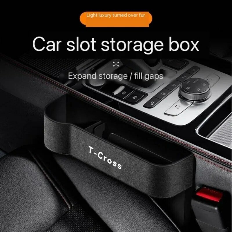 Car Seat Crevice Gaps Storage Box Seat Organizer Gap Slit Filler Holder For T-CROSS TCross Car Slit Pocket Storag Box