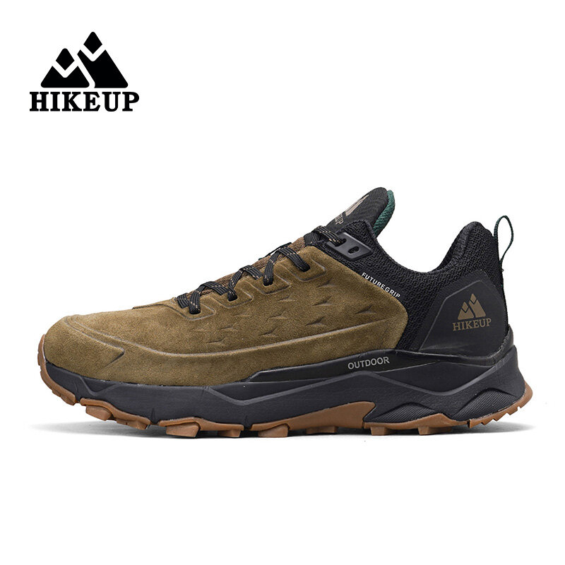 HIKEUP Latest Men's Hiking Shoes Wear-resistant Non-slip Outdoor Sneaker Rock Climbing Trekking Hunting Men Sports Suede Leather
