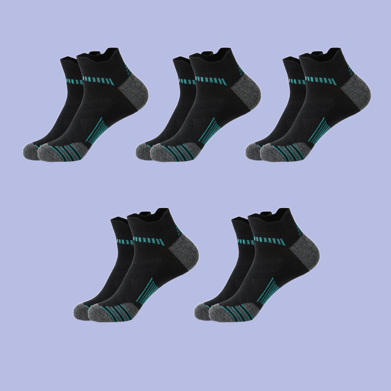 جوارب ماصة للعرق تسمح بالتهوية للرجال ، جوارب رياضية في الهواء الطلق ، جوارب كرة السلة ، جوارب اللياقة البدنية ، 5 أزواج